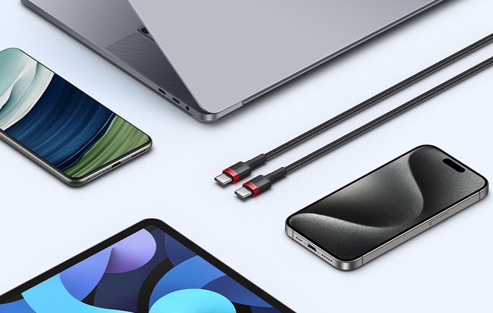 Baseus Cafule kábel USB-C – USB-C 100W, 2m, 2 db, piros fekete, szürke fekete 1