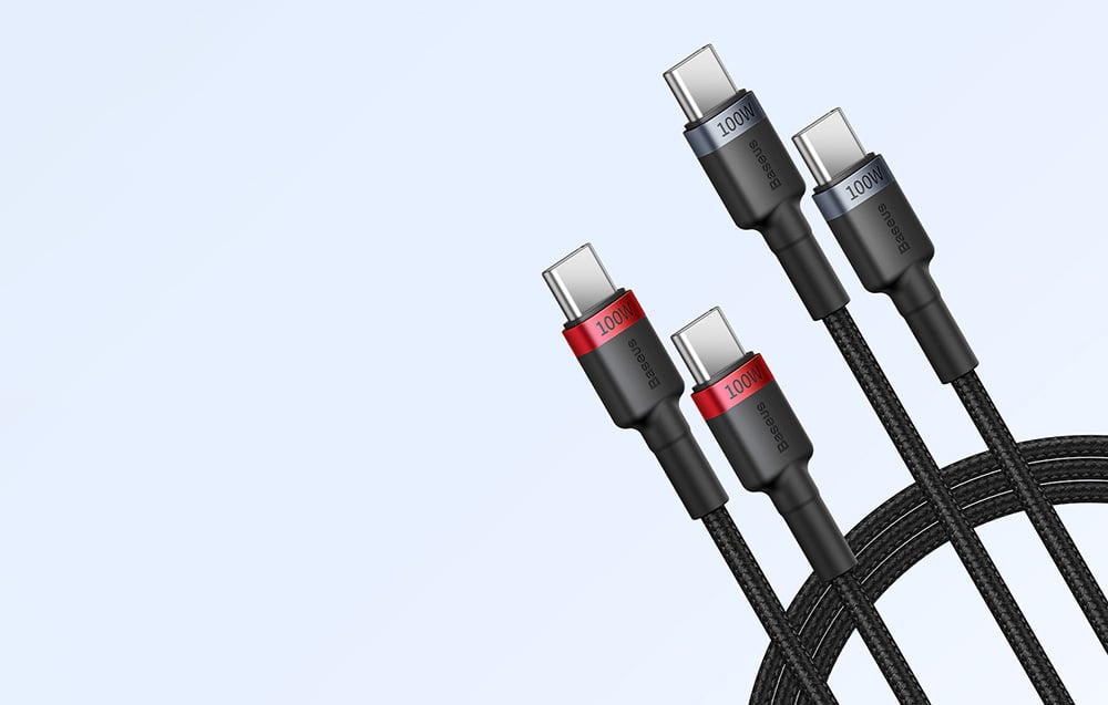 Baseus Cafule kábel USB-C – USB-C 100W, 2m, 2 db, piros fekete, szürke fekete 3