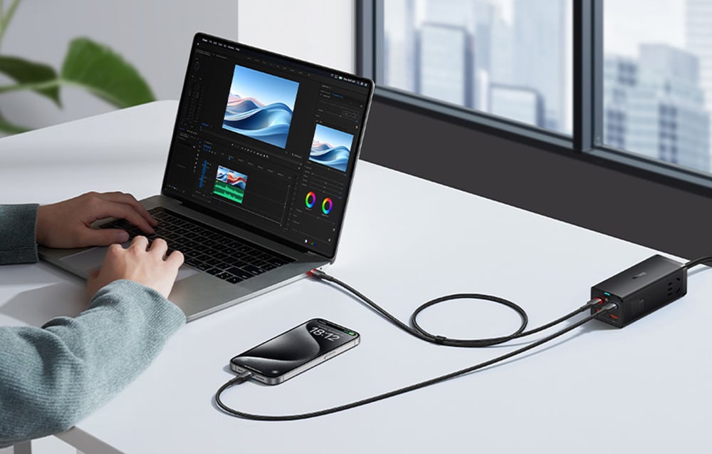Baseus Cafule kábel USB-C – USB-C 100W, 2m, 2 db, piros fekete, szürke fekete 4