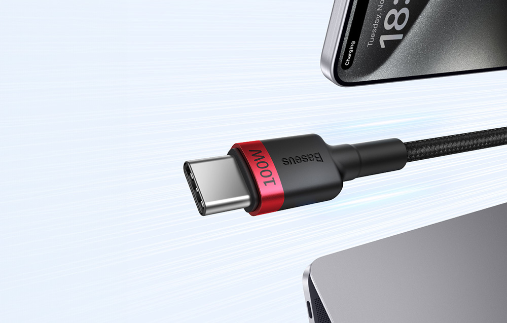 Baseus Cafule kábel USB-C – USB-C 100W, 2m, 2 db, piros fekete, szürke fekete 7