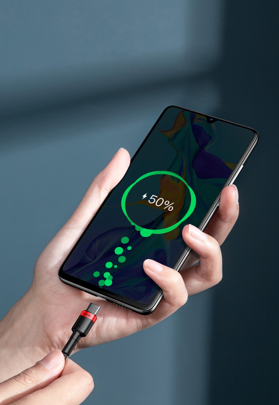 Baseus Cafule USB-C-USB-C kábel, QC 3.0, PD 2.0, 100 W, 5A, 2 m (piros-fekete) 2