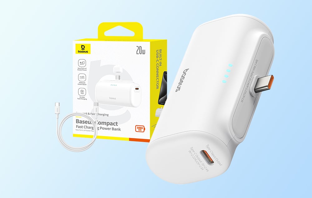 Baseus Compact powerbank, 5000mAh, 20W, USB-C, fehér 1
