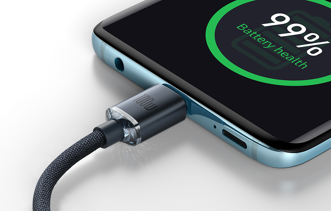 Baseus Crystal Shine USB-C-USB-C kábel, 100W, 2m (fekete) 1