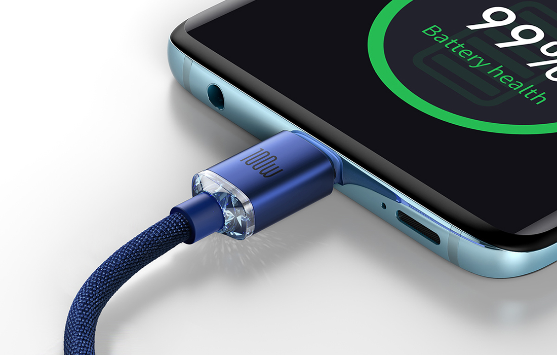 Baseus Crystal Shine USB-C-USB-C kábel, 100W, 2m (kék) 1