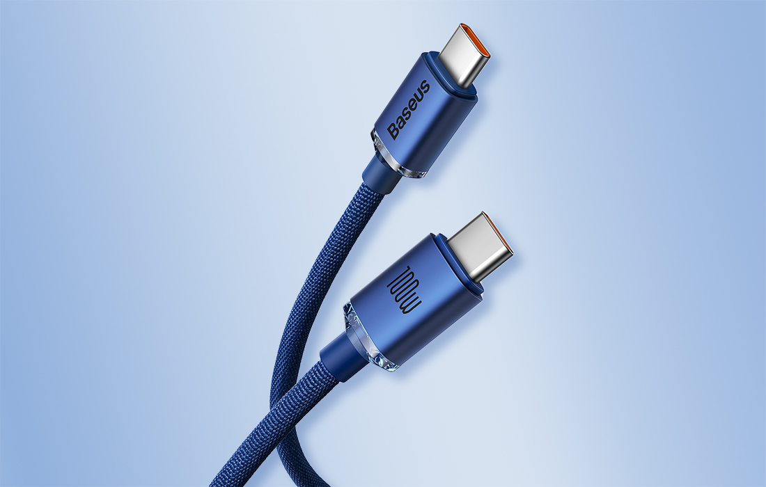 Baseus Crystal Shine USB-C-USB-C kábel, 100W, 2m (kék) 4