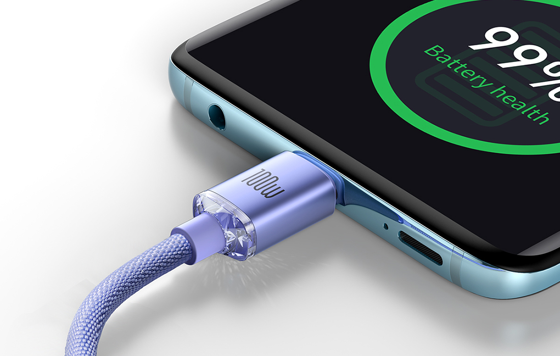 Baseus Crystal Shine USB-C-USB-C kábel, 100W, 2m (lila) 1
