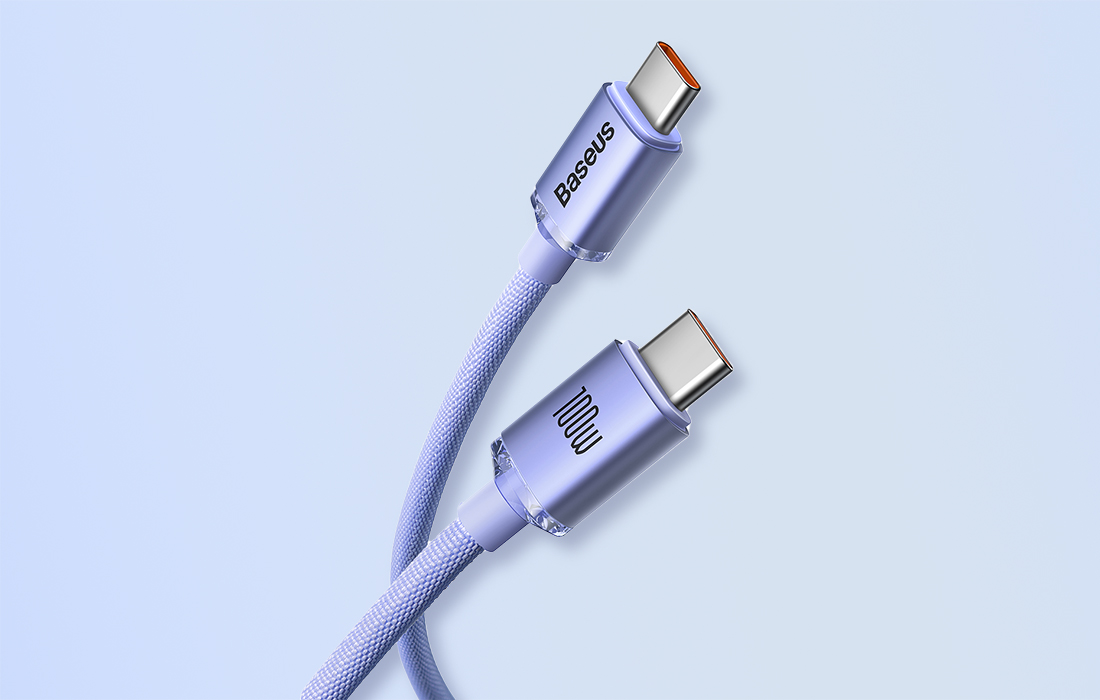 Baseus Crystal Shine USB-C-USB-C kábel, 100W, 2m (lila) 4