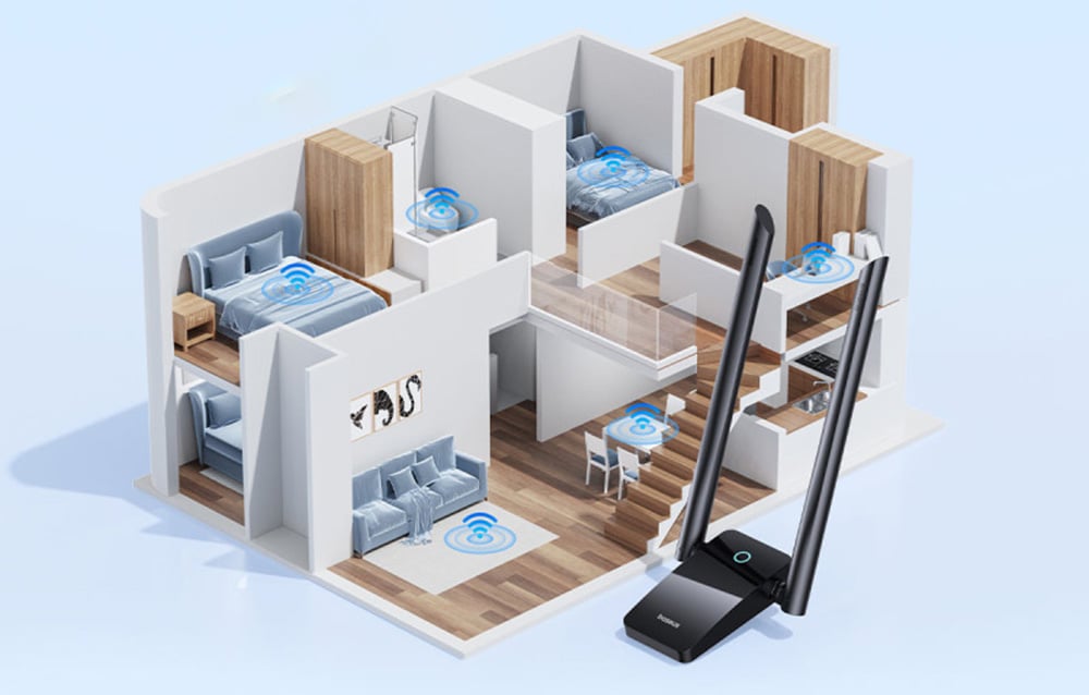 Baseus FastJoy, WiFi adapter, 1300Mbps, fekete 2