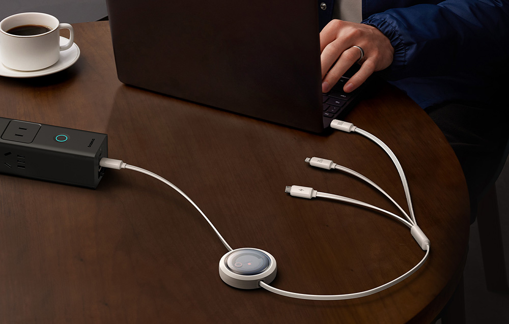 Baseus Free2Draw gyorstöltő kábel, 3:1, USB-C USB-C/Lightning/Micro 100W, 1,1m, fehér 3