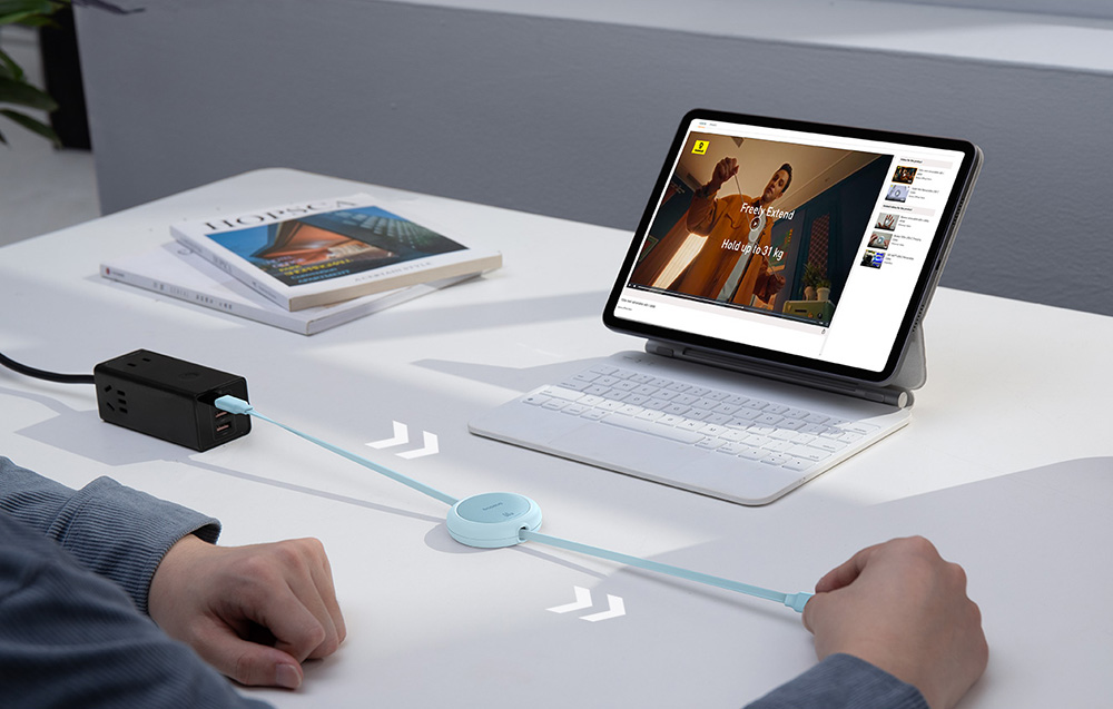Baseus Free2Pull Mini USB-C – USB-C USB-kábel, 60W, 1m, kék 3