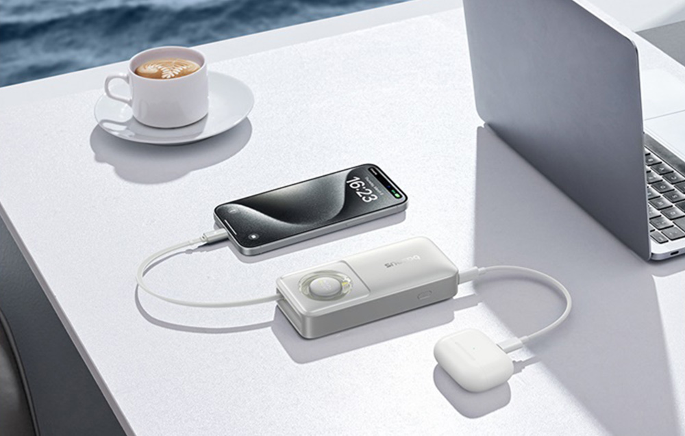 Baseus Free2Pull powerbank kábellel, 10000mAh, 30W (szürke) 3