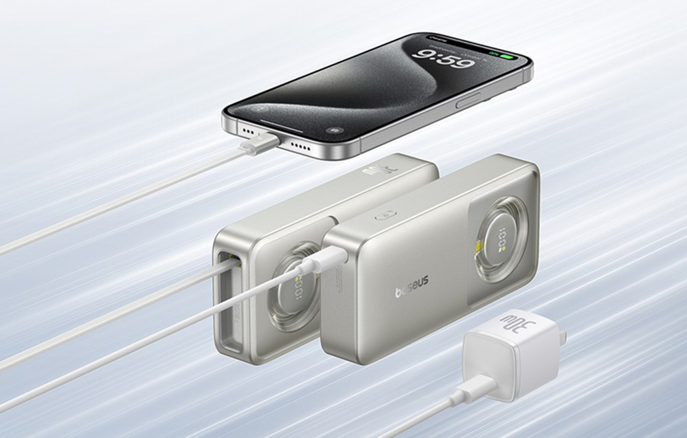 Baseus Free2Pull powerbank kábellel, 10000mAh, 30W (szürke) 4