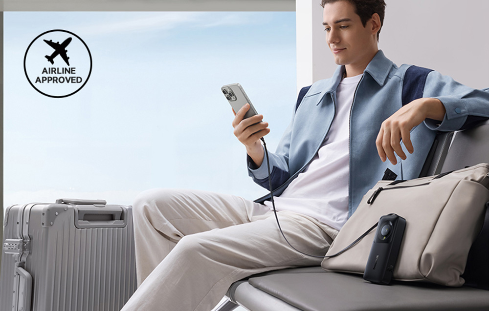 Baseus Free2Pull powerbank kábellel, 10000mAh, 30W (szürke) 5