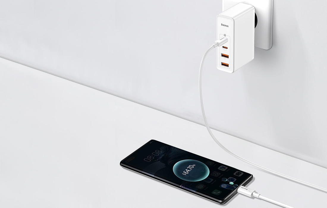 Baseus GaN2 Pro fali töltő, 2x USB + 2x USB-C, 100W, EU (fehér) 4