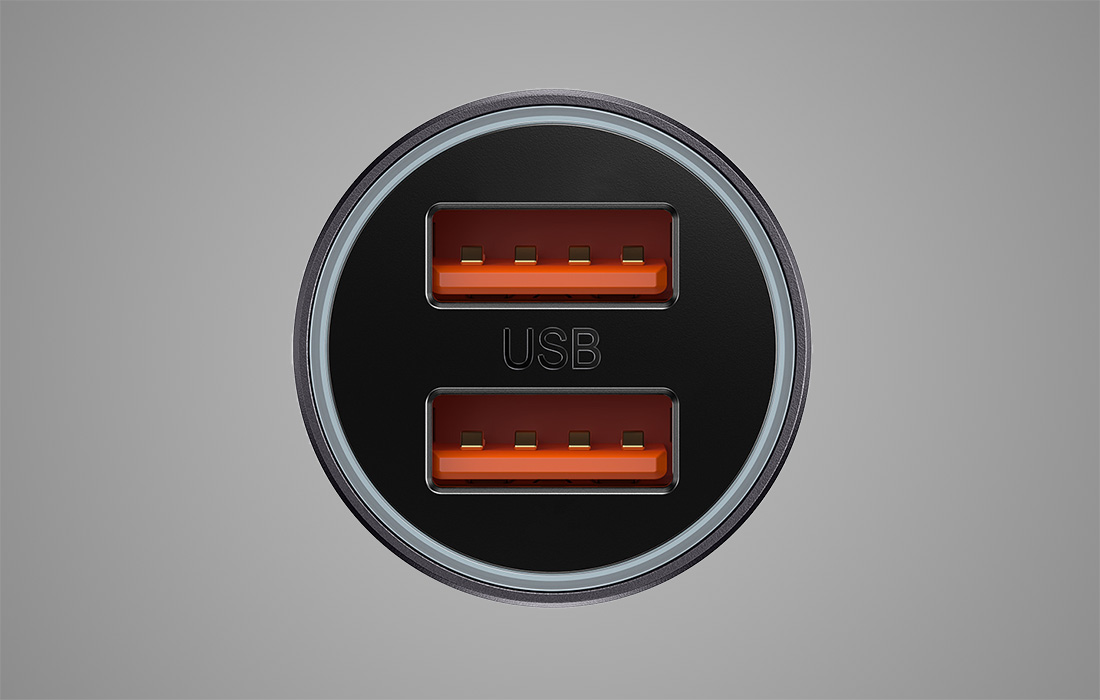 Baseus Golden Contactor Max autós töltő, 2x USB, 60W (szürke) 2