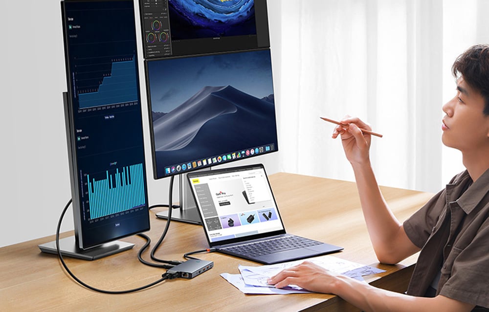 Baseus PortalJoy, 13:1, USB-C hub HDMI+DP+VGA+C+USB+PD+RJ45+SD/TF+3.5mm, szürke 2