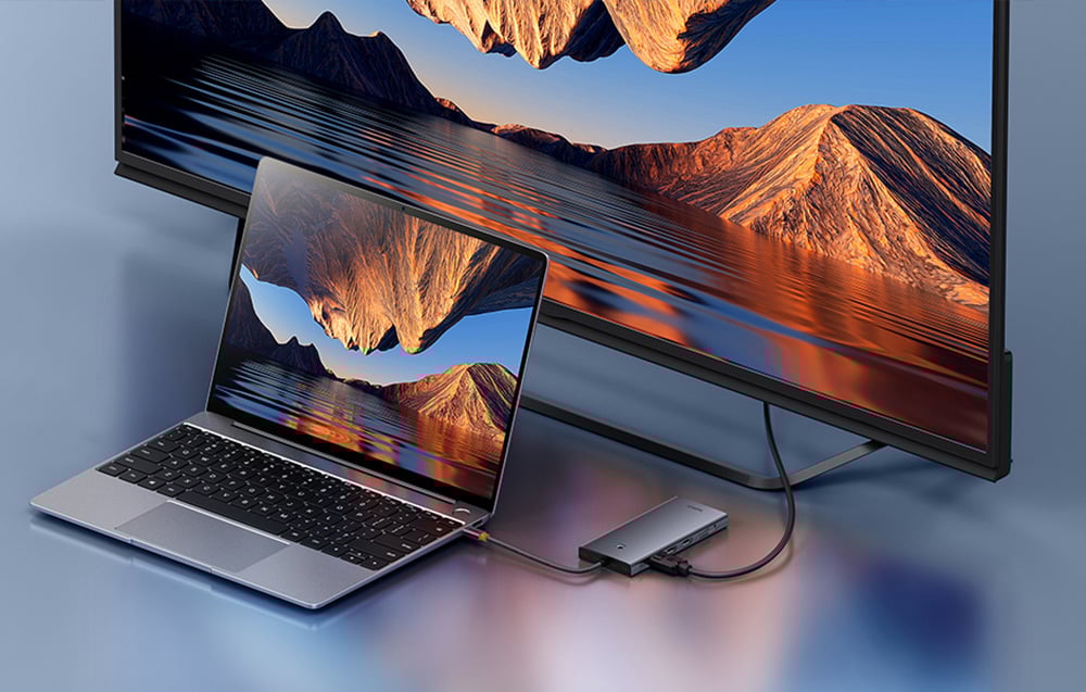 Baseus PortalJoy, 13:1, USB-C hub HDMI+DP+VGA+C+USB+PD+RJ45+SD/TF+3.5mm, szürke 4