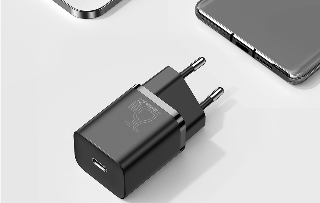 Baseus Super Si 1C 25W gyorstöltő adapter 1 m-es USB-C-USB-C kábellel (fekete) 1