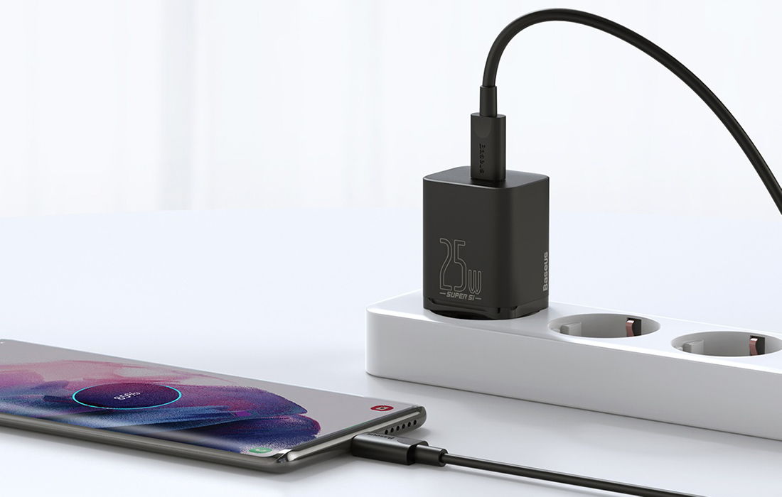 Baseus Super Si 1C 25W gyorstöltő adapter 1 m-es USB-C-USB-C kábellel (fekete) 4