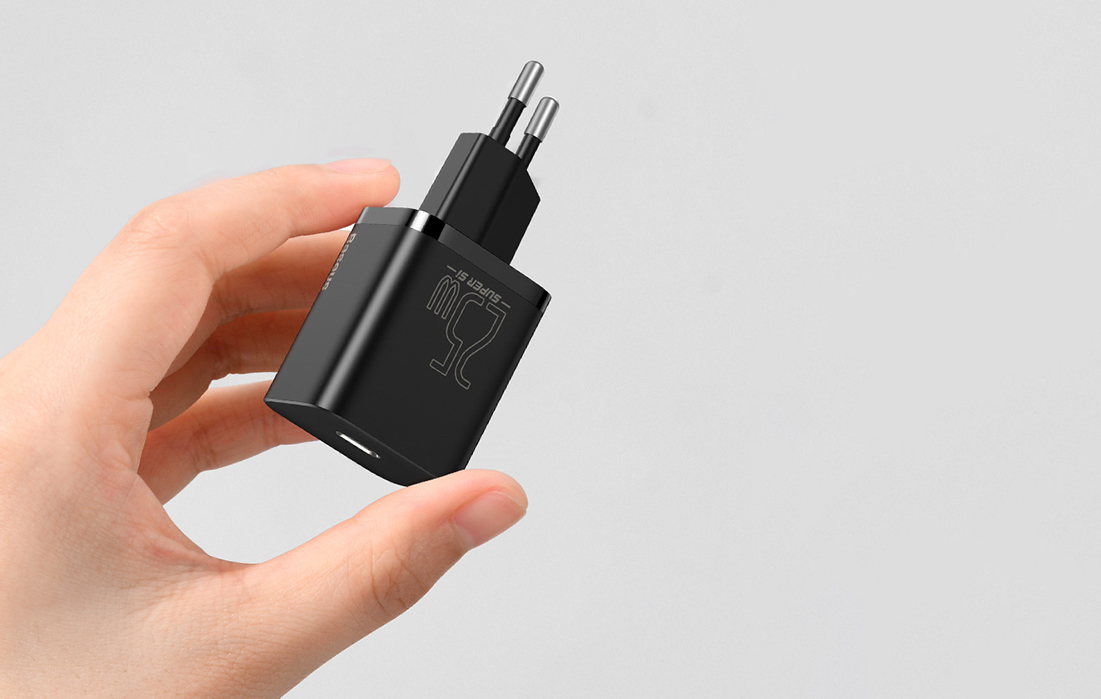 Baseus Super Si 1C 25W gyorstöltő adapter 1 m-es USB-C-USB-C kábellel (fekete) 5