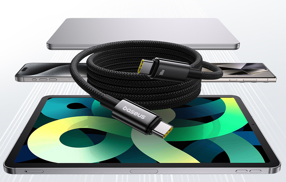 Baseus Tungsten Gold, töltőkábel USB-C - USB-C 100W 1m, fekete 4