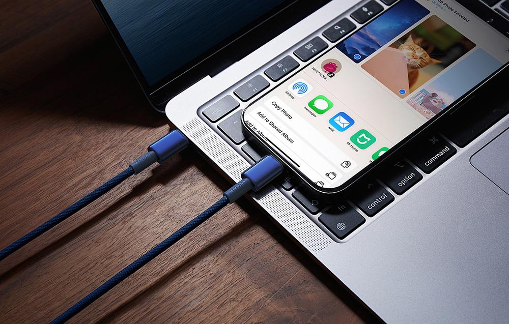 Baseus Tungsten Gold USB-C – USB-C  kábel, 100W, 1m, kék 3