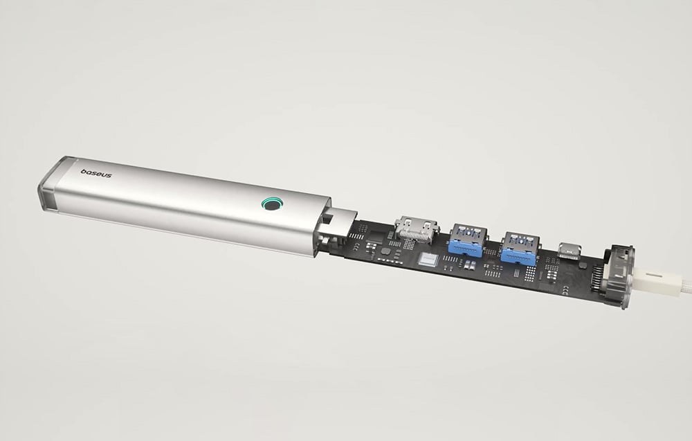 Baseus Ultra Joy Series 5 az 1-ben hub,  USB-C - HDMI, USB3.0x2, PD, RJ45 (ezüst) 6