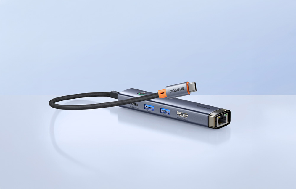 Baseus Ultra Joy Series 5 az 1-ben hub, USB-C - HDMI, USB3.0x2, PD, RJ45 (szürke) 1