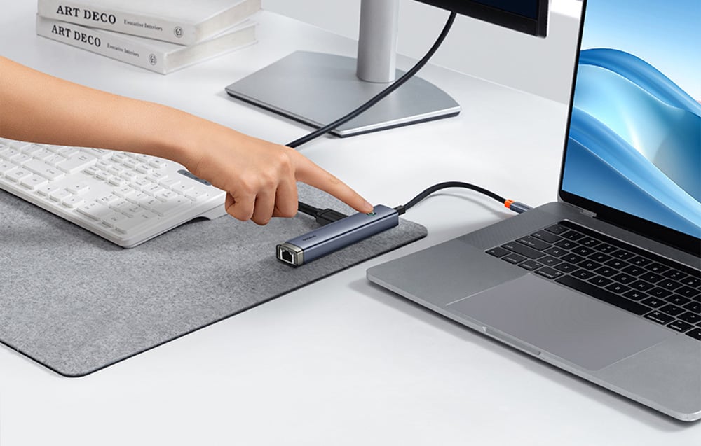 Baseus Ultra Joy Series 5 az 1-ben hub, USB-C - HDMI, USB3.0x2, PD, RJ45 (szürke) 6