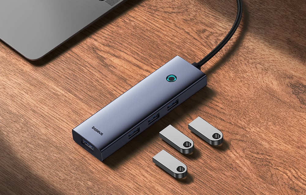 Baseus UltraJoy 5 portos hub, 4xUSB 3.0, PD (szürke) 1