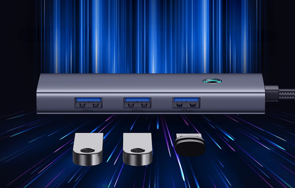 Baseus UltraJoy 5 portos hub, 4xUSB 3.0, PD (szürke) 2