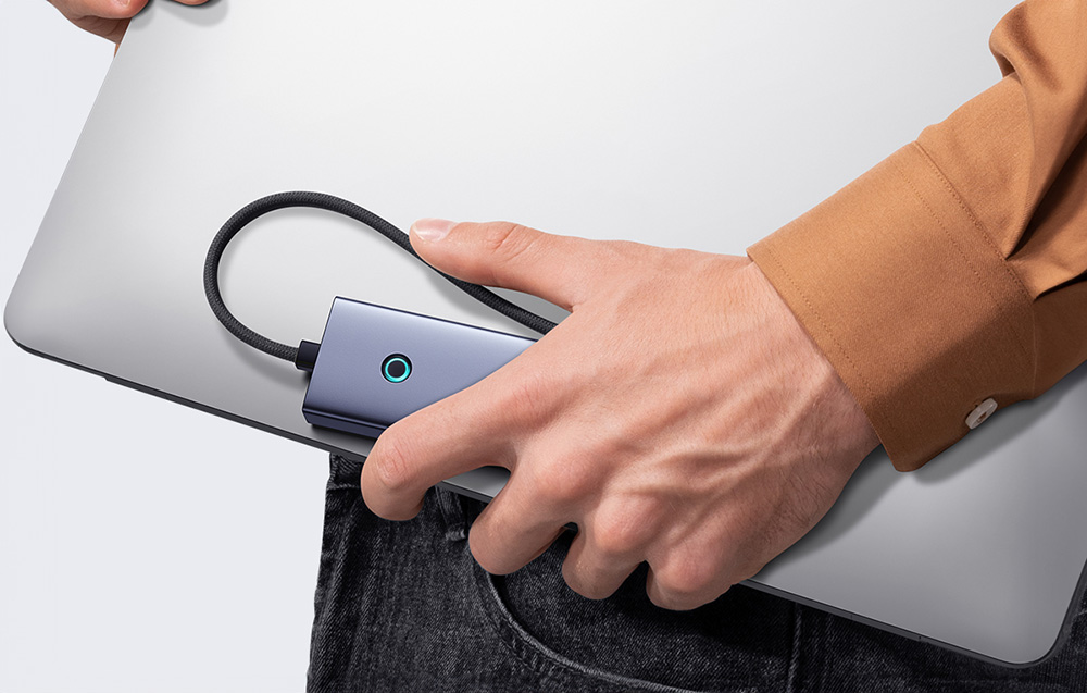 Baseus UltraJoy 5 portos hub, 4xUSB 3.0, PD (szürke) 3