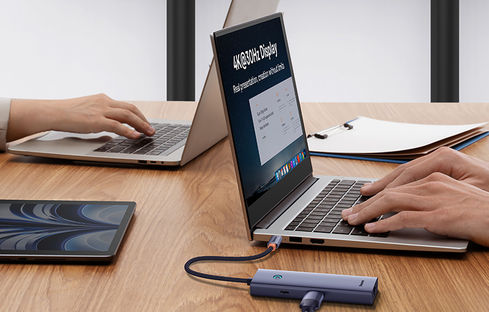 Baseus UltraJoy 6 az 1-ben USB-C Hub, HDMI4K@30Hz1+3xUSB 3.0+PD+RJ45 (szürke) 4
