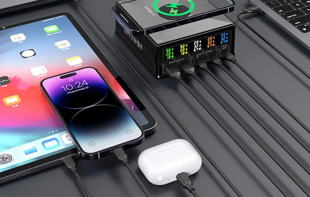 Blitzwolf 868H töltő, 2xUSB-A, 3xUSB típus-C, 160W, fekete 1