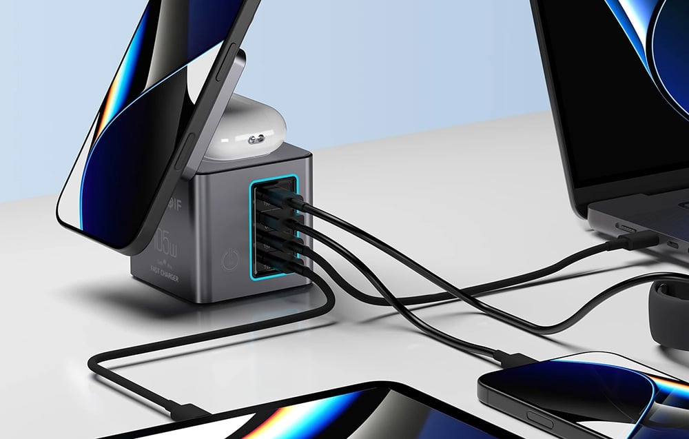 Blitzwolf BW-i113 GaN, USB-A, 3xUSB-C, 105W-os hálózati töltő 2