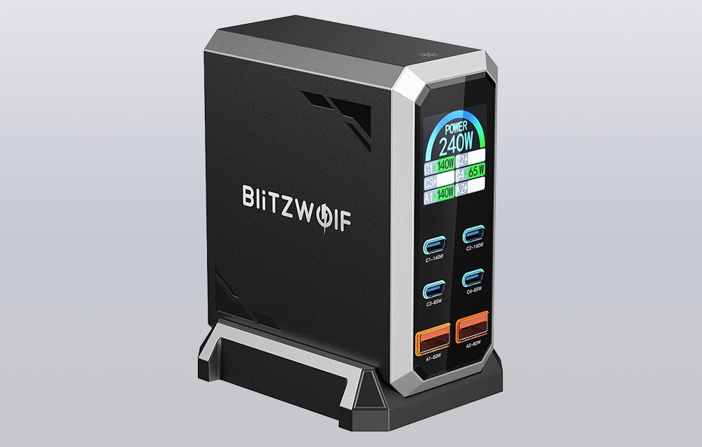 Blitzwolf BW-S31 2xUSB-A, 4xUSB-C, PD, 240W-os hálózati töltő. 4