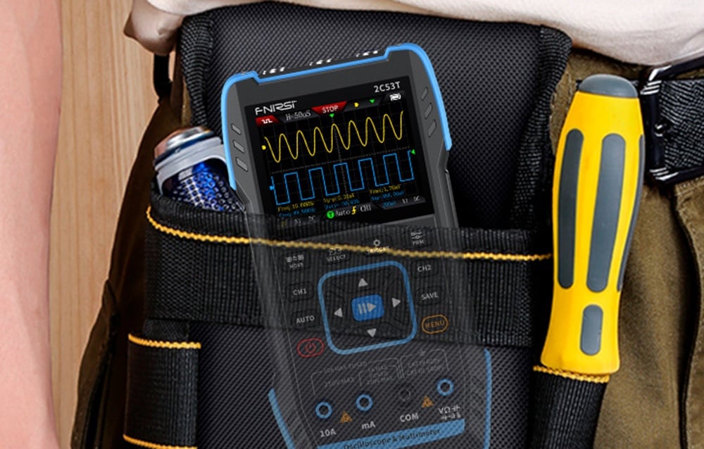 FNIRSI 2C53T hordozható 3in1 oszcilloszkóp multiméter jelgenerátor 1