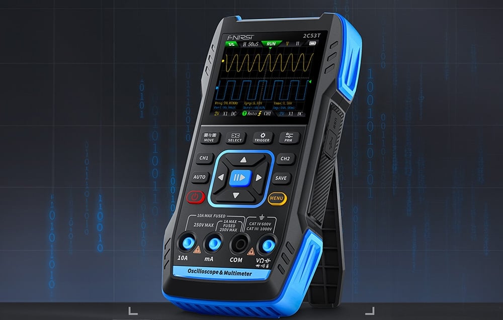 FNIRSI 2C53T hordozható 3in1 oszcilloszkóp multiméter jelgenerátor 4