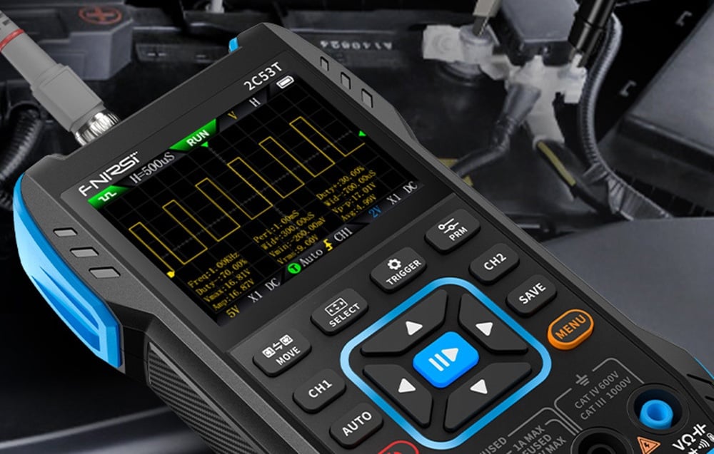 FNIRSI 2C53T hordozható 3in1 oszcilloszkóp multiméter jelgenerátor 5