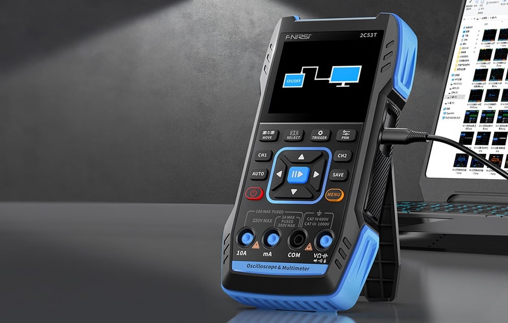 FNIRSI 2C53T hordozható 3in1 oszcilloszkóp multiméter jelgenerátor 6