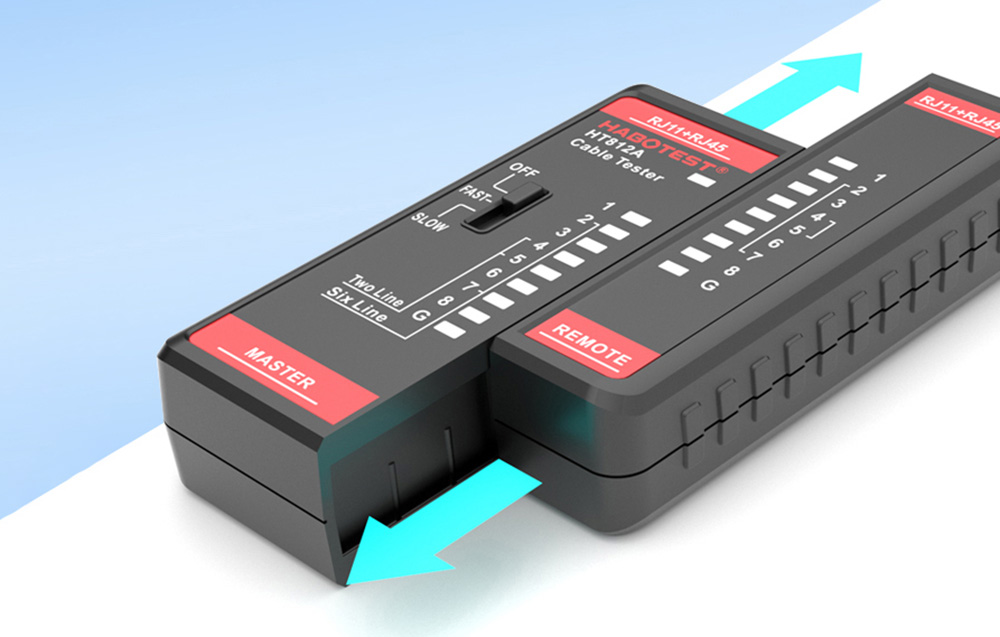 Habotest HT812A hálózati kábelteszter RJ45/RJ14/RJ12/RJ9 3