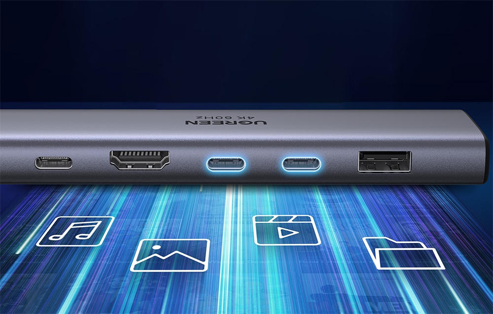 Hub / Adapter Ugreen Revodok 7in1 USB-C to 2x USB-C 3.2, USB-A 3.2, HDMI 4K 60Hz, SD/TF, PD 100W 3