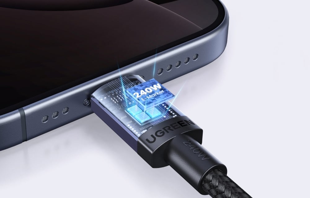 Kábel USB-C do USB-C Ugreen L532, Power Delivery (PD) 240W, 480Mbps, 3m (szary) 2