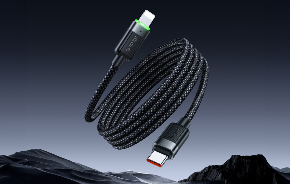 Mcdodo CA-2010 kábel, USB-C - Lightning, 36W, önfeltekeredő, 1,2m, fekete 1