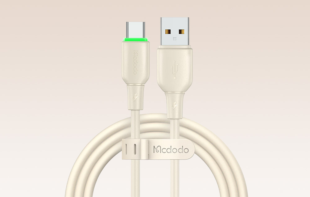 Mcdodo CA-4750 kábel, USB - USB-C, LED, 1,2m, bézs 2