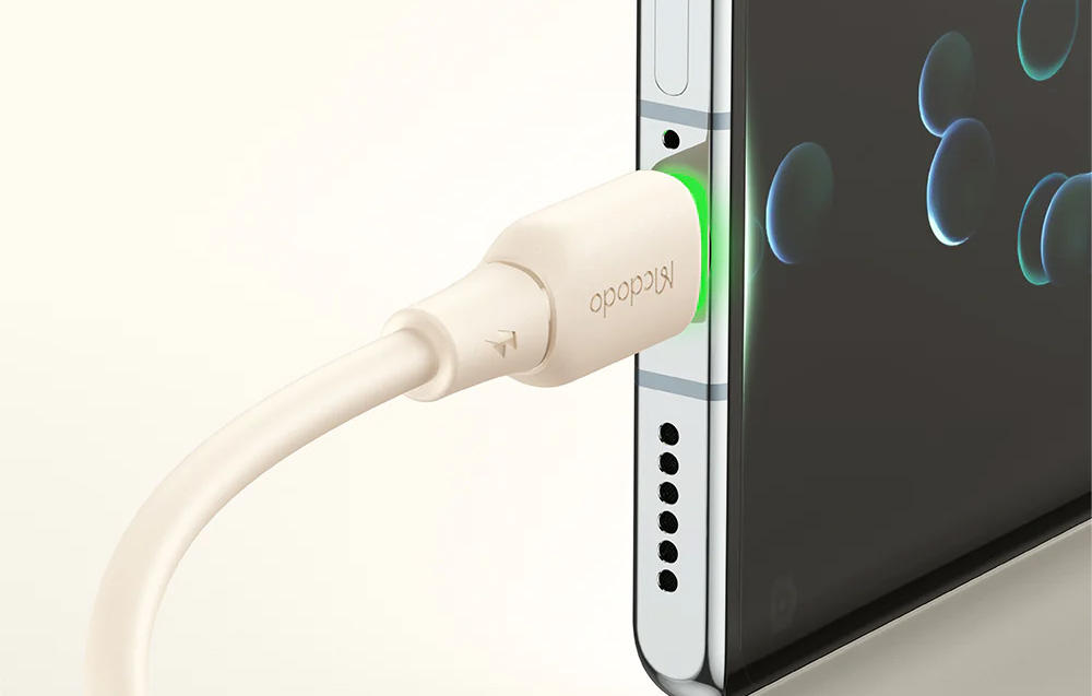 Mcdodo CA-4750 kábel, USB - USB-C, LED, 1,2m, bézs 3