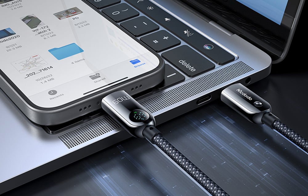 Mcdodo CA-4780, USB-C - USB-C, 60W adatkábel, 1,2m, fekete 5