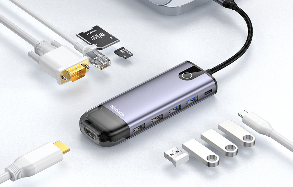 Mcdodo HU-7420 Hub, 10:1, USB-C, USB-C, HDMI, VGA, USB3.0*2, USB3.0*2, SD, TF 4