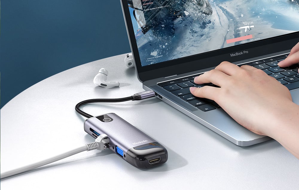 Mcdodo HU-7740 Hub, 6:1, USB-C, USB-C - HDMI - USB3.0*2 - SD - TF 2