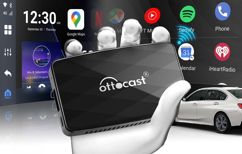Ottocast CA360 adapter, 3:1, Carplay/Android, fekete 1